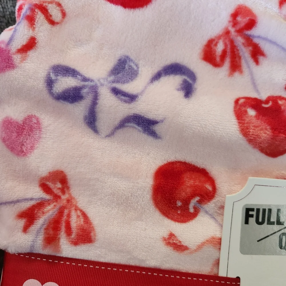 Cherries And Bows Plush Blanket Full Queen 90
